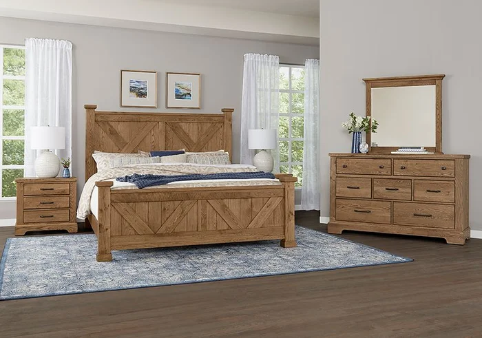 Vaughan Bassett Yosemite 4pc Panel Bedroom Set in Natural