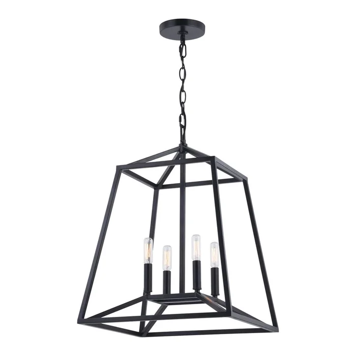 Vaxcel Hayes Farmhouse Cage Pendant – Black – P0310