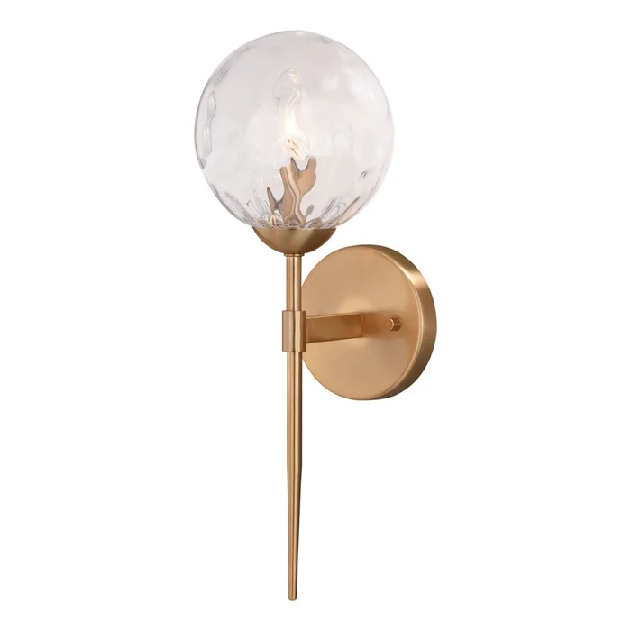 Vaxcel Olson 1-LT Wall Sconce Clear Globe Glass – Natural Brass – W0353