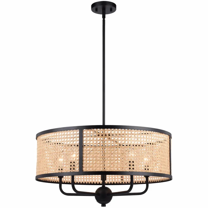 Vaxcel P0395 Berens Contemporary Matte Black Drum Ceiling Pendant Light