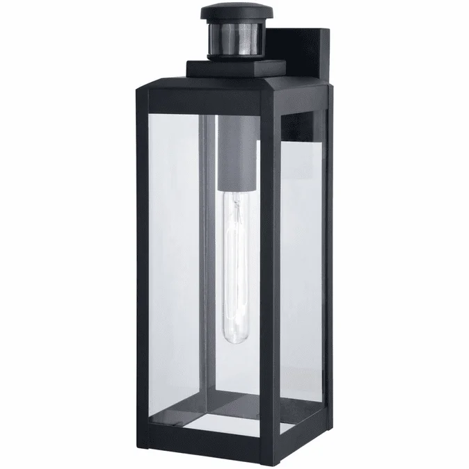 Vaxcel T0708 Kinzie Modern Textured Black Dusk To Dawn Motion Sensor Outdoor Wall Light Fixture