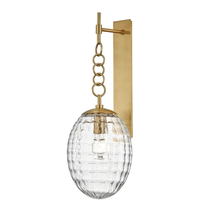 Venice 1-Light Wall Sconce in Aged Brass 8.5L x 8.5W x 24H