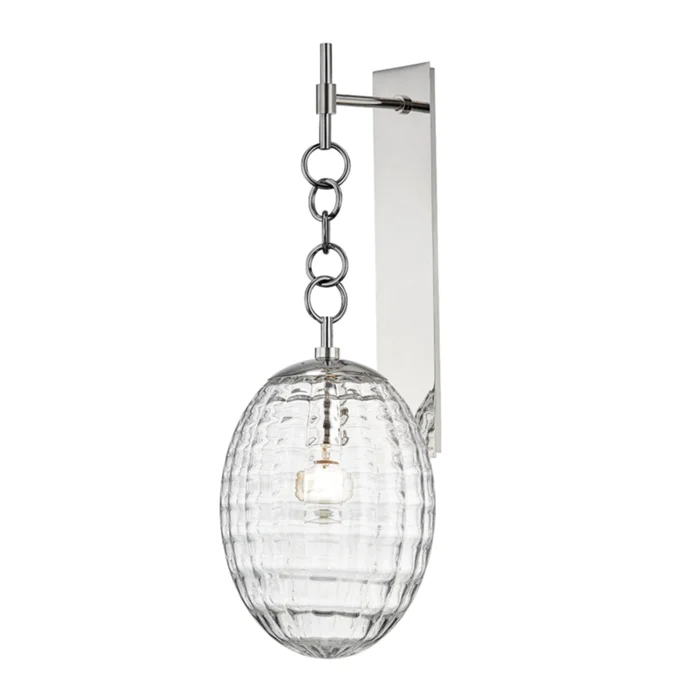 Venice 1-Light Wall Sconce in Polished Nickel 8.5L x 8.5W x 24H