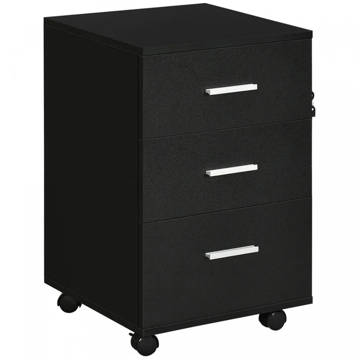 Vinsetto 3 Drawer File Cabinet With Lock And Keys For Home Office|Vinsetto Classeur A 3 Tiroirs Avec Serrure Et Cles Pour Bureau