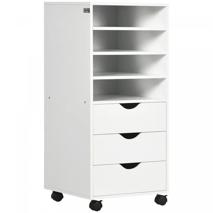 Vinsetto 3 Drawer Filing Cabinet With 4 Open Shelves|Vinsetto Classeur A 3 Tiroirs Avec 4 Etageres Ouvertes