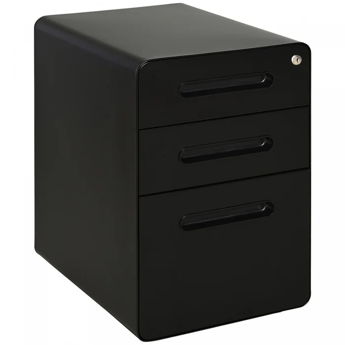 Vinsetto 3 Drawers File Cabinet On Wheels Lockable For Home Office|Vinsetto Classeur A 3 Tiroirs, Verrouillable Sur Roues Pour Le Bureau