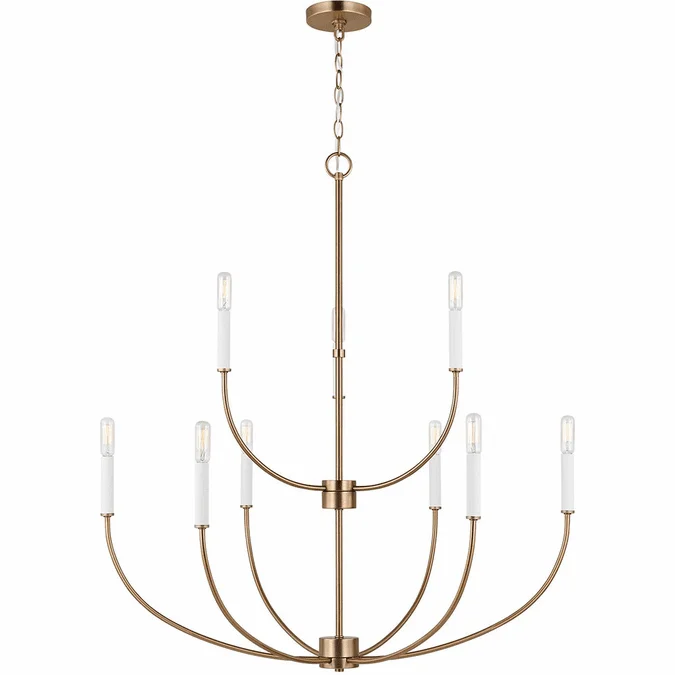 Visual Comfort Studio 3167109-848 Greenwich Modern Satin Brass Chandelier Lamp