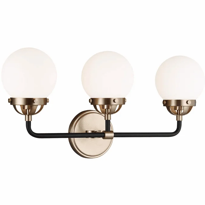 Visual Comfort Studio 4487903-848 Cafe Contemporary Satin Brass 3-Light Bathroom Vanity Light