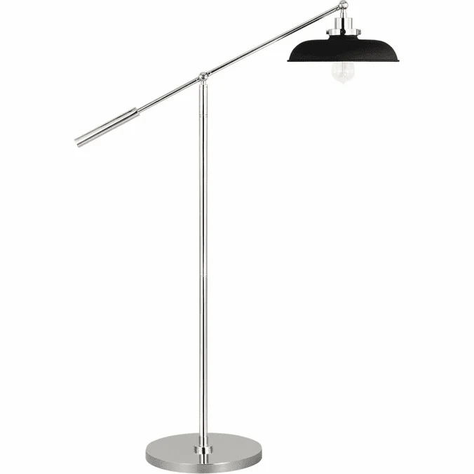 Visual Comfort Studio CT1141MBKPN1 Wellfleet Modern Midnight Black and Polished Nickel Floor Lighting