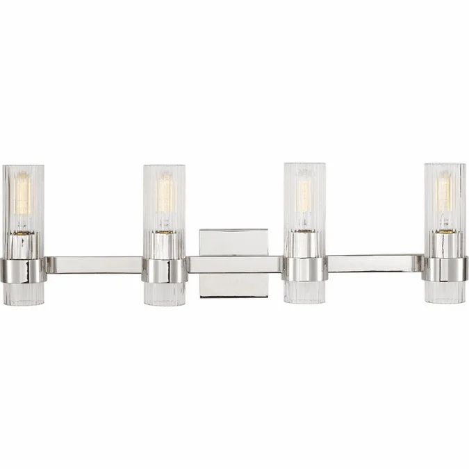 Visual Comfort Studio CV1024PN Geneva Contemporary Polished Nickel 4-Light Bathroom Wall Light Fixture