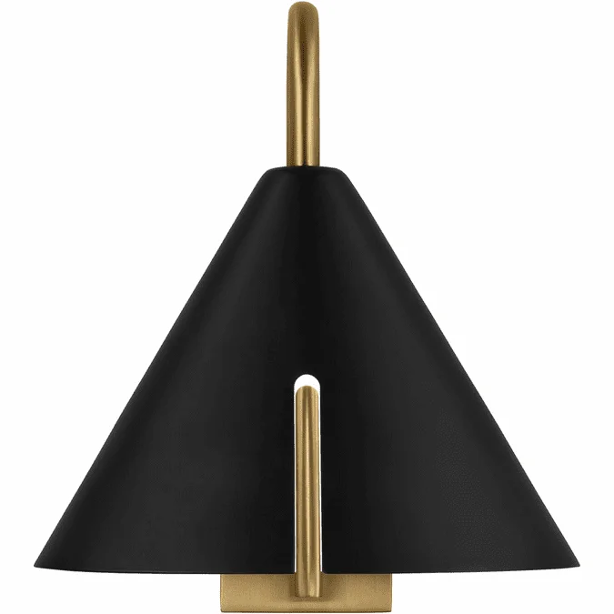 Visual Comfort Studio KW1131MBKBBS-L1 Cambre Contemporary Midnight Black and Burnished Brass LED Lighting Sconce