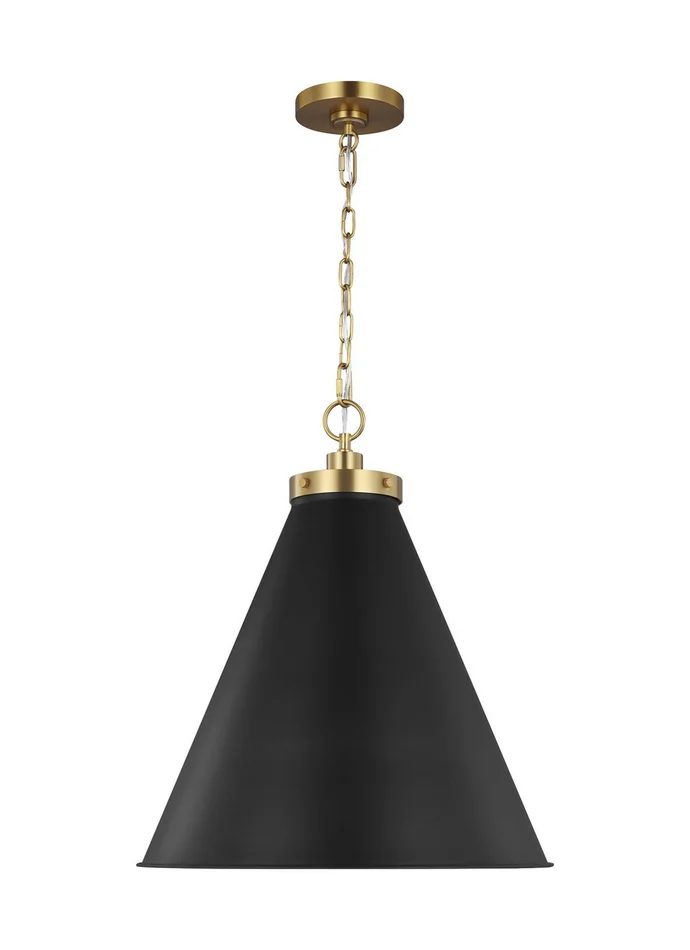 Wellfleet One Light Pendant in Midnight Black and Burnished Brass (454|CP1281MBKBBS)