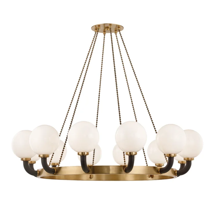 Werner 12-Light Chandelier in Aged Brass/Black 61L x 61W x 14.5H