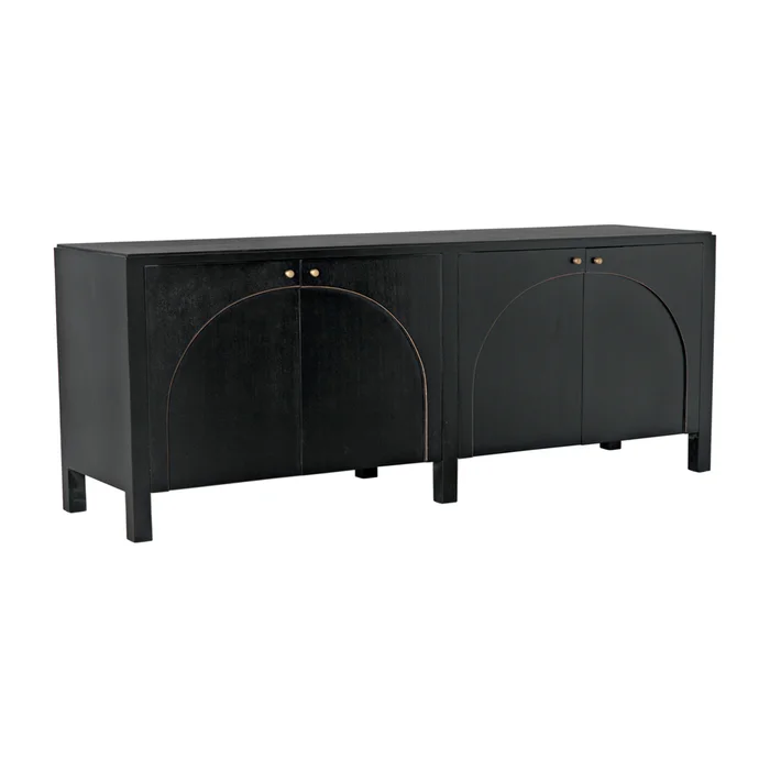 weston sideboard, hand rubbed black with light brown trim