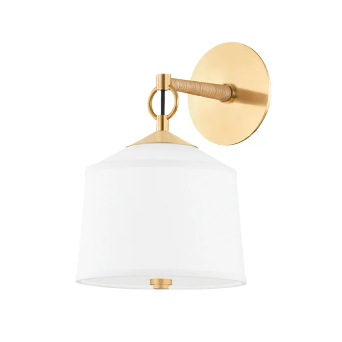 White Plains 1-Light Wall Sconce in Aged Brass 8.5L x 8.5W x 13.5H