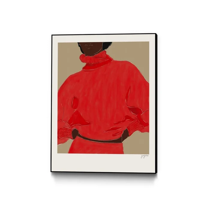 Woman In Red Canvas Framed Black 24×32 Wall Art|uvre d’art murale sur toile encadre noire Woman In Red 24×32
