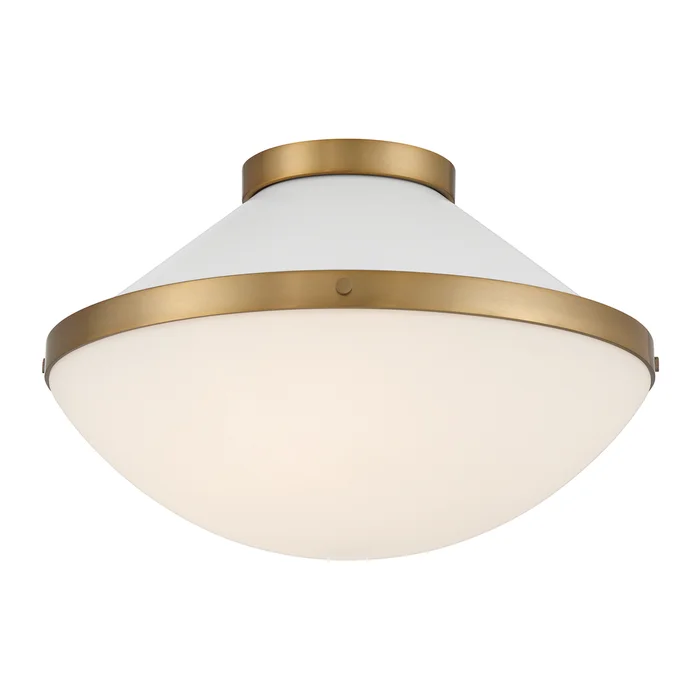 xander 2 light vibrant gold + white flush mount