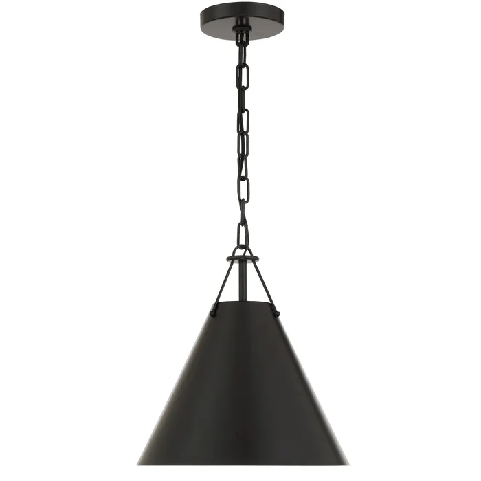 Xavier 1 Light Matte Black Mini Pendant Steel Shade 12″W x 12″H x 12″D