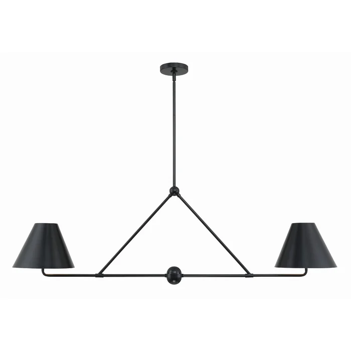 Xavier 4 Light Matte Black Linear Chandelier Steel Shade 54″W x 17″H x 10″D