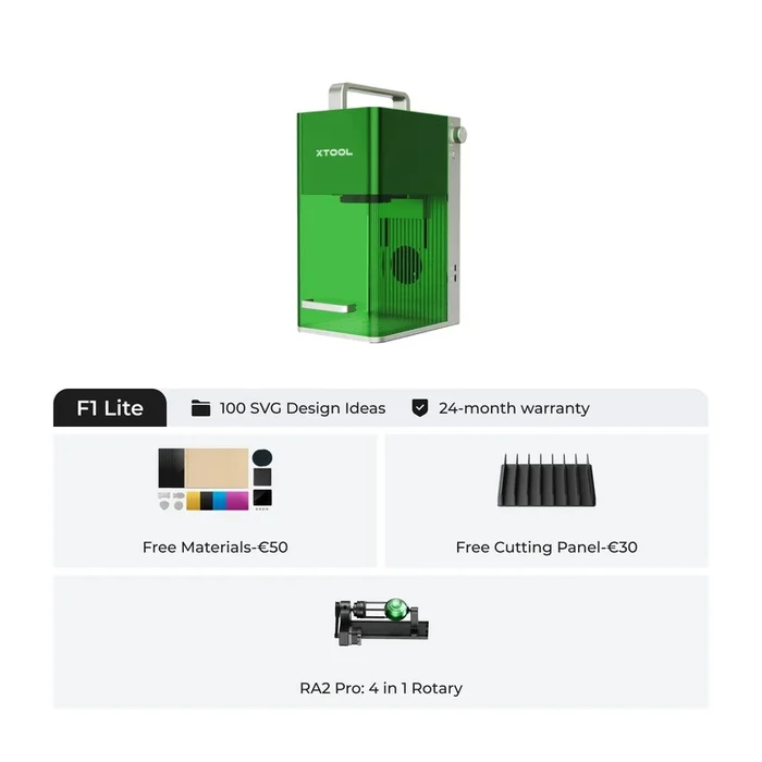 xTool F1-Lite Light Green Portable High Speed Laser Engraver Compact Power for Everyday Customization