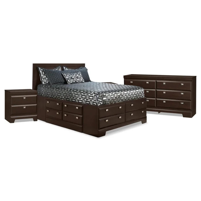 Yorkdale 6-Piece Queen Storage Bedroom Package with 2 Nightstands|Ensemble de chambre coucher Yorkdale 6 pices avec grand lit de rangement et 2 tables de nuit