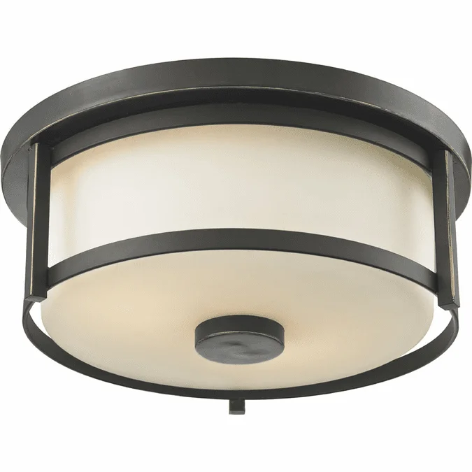 Z-Lite 413F11 Savannah Olde Bronze 5″ Tall Flush Mount Light Fixture