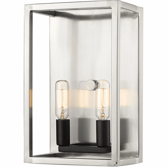 Z-Lite 456-2S-BN-BK Quadra Modern Brushed Nickel + Black Sconce Lighting