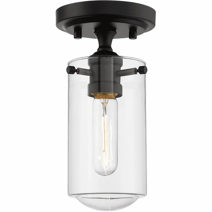 Z-Lite 471F1-MB Delaney Modern Matte Black Flush Ceiling Light Fixture