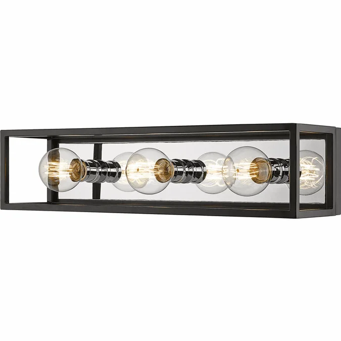 Z-Lite 480-3V-MB-CH Kube Modern Matte Black / Chrome 3-Light Bathroom Light Sconce