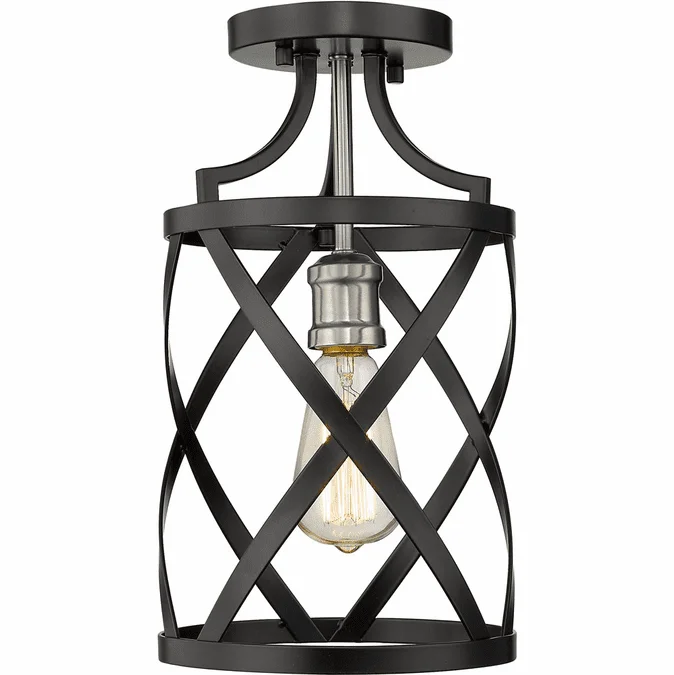 Z-Lite 481F1-MB-BN Malcalester Modern Matte Black / Brushed Nickel 8″ Home Ceiling Lighting