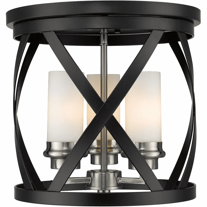 Z-Lite 481F13-MB-BN Malcalester Modern Matte Black / Brushed Nickel Flush Mount Light Fixture