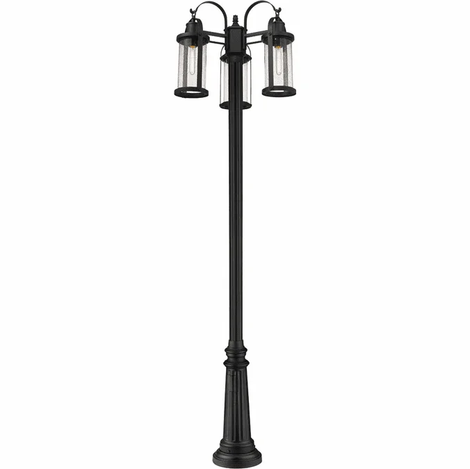 Z-Lite 569MP3-511P-BK Roundhouse Black Exterior Lighting Post Light