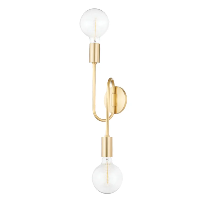 Zani 2-Light Wall Sconce in Aged Brass 4.5L x 8.5W x 28.25H
