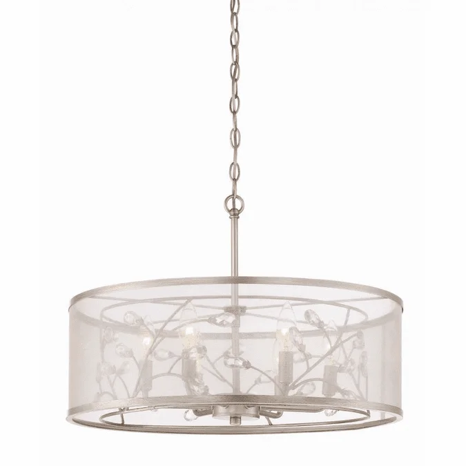 Zeev Lighting CD10201/6/BNS Vine Modern Burnished Silver Drum Pendant Hanging Light
