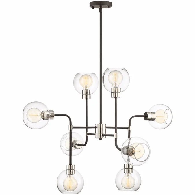 Zeev Lighting CD10224/8/PN+MBK Pierre Modern Polished Nickel / Matte Black Hanging Chandelier