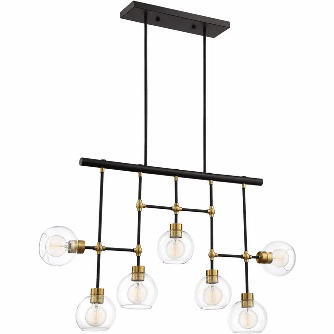 Zeev Lighting CD10291/7/PB+MBK Pierre Modern Polished Brass / Matte Black Kitchen Island Light Fixture