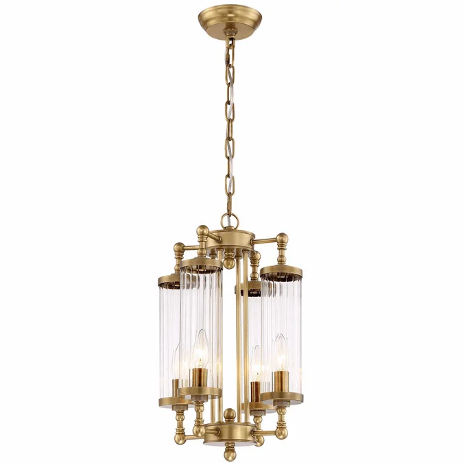 Zeev Lighting P30070/4/AGB Regis Contemporary Aged Brass Foyer Light Fixture
