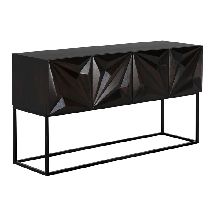 zurich console, ebony walnut with steel